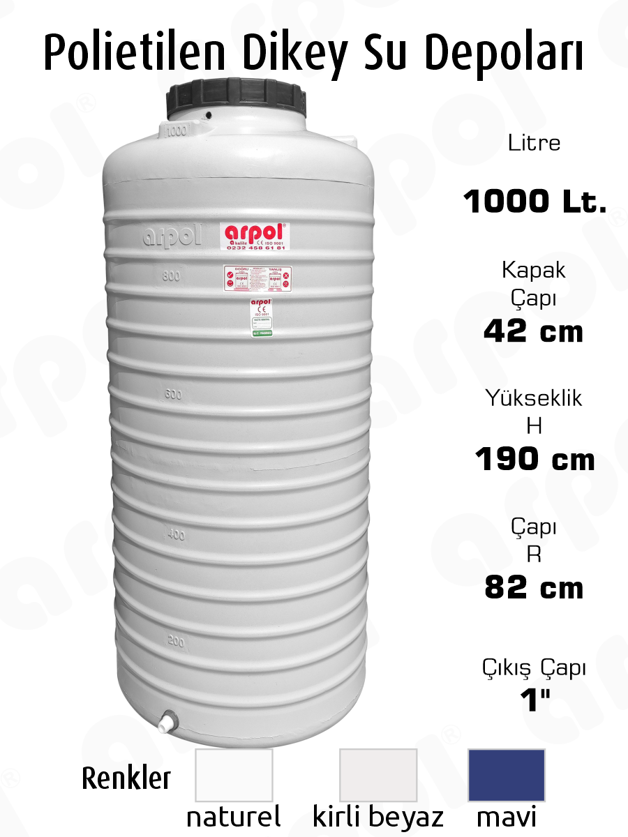 polietilen dikey su depolar� 1000 lt